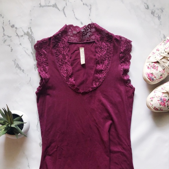 Free People Tops - Free People Plum Lace Tank Extra Small